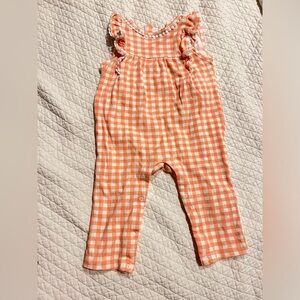 Little me check one piece romper plus matching hat!